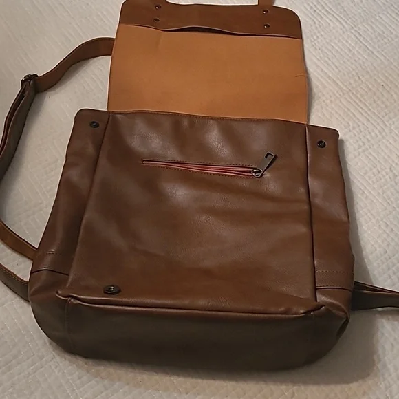 Zebella Genuine Leather Backpack – Tan Brown, Buckle Flap Style - Picture 7 of 9